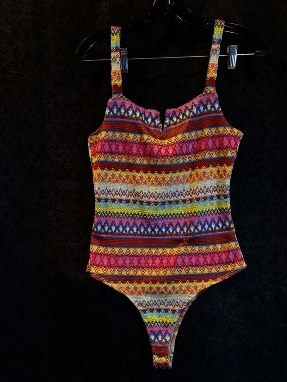Multi-Color Tribal Print Knit Bodysuit